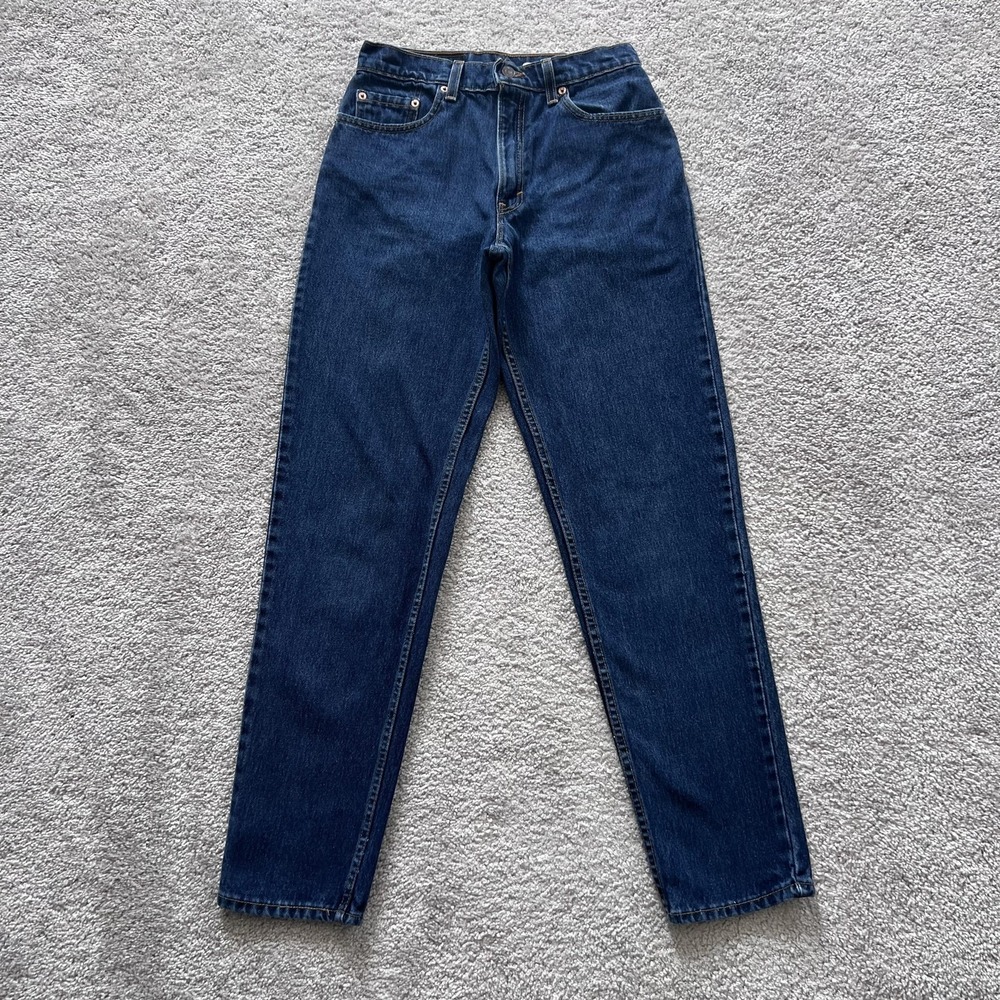 Vintage Levis 550 Relaxed Tapered Jeans Teens 7 Jr M Blue High Rise Made USA 90s